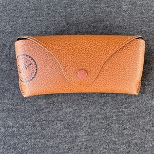 Ray-Ban Brown Leather Sunglasses Case w/ Cleaning Cloth & Booklet EMPTY